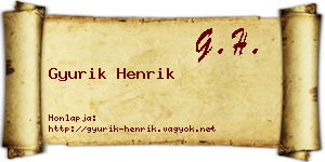 Gyurik Henrik névjegykártya